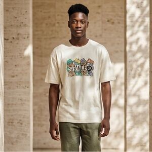 NWOT Stance Unisex Cream Short Sleeve Graphic Logo Tee Shirt - Size XL